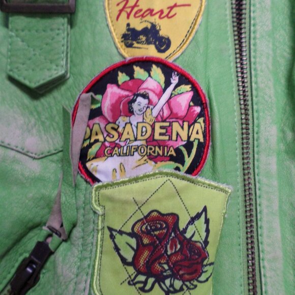 DOUBLE D RANCH LEATHER BIKER JACKET California Logo Patches - Picture 11 of 15